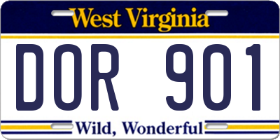 WV license plate DOR901