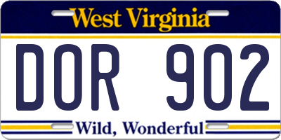 WV license plate DOR902