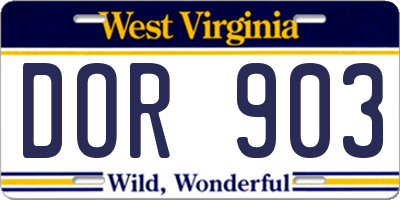 WV license plate DOR903