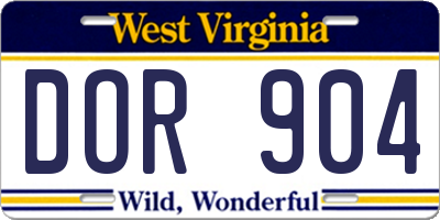 WV license plate DOR904