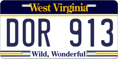 WV license plate DOR913