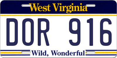 WV license plate DOR916