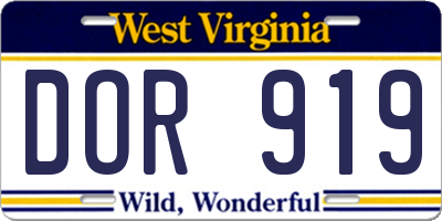 WV license plate DOR919