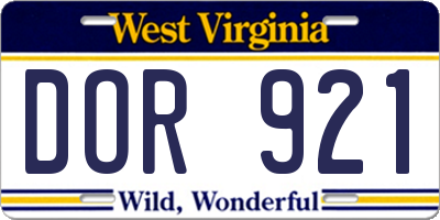 WV license plate DOR921