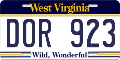 WV license plate DOR923
