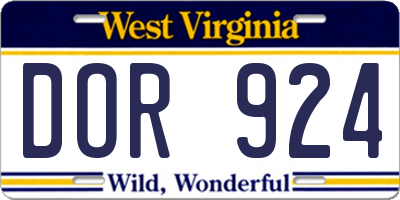 WV license plate DOR924