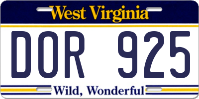 WV license plate DOR925