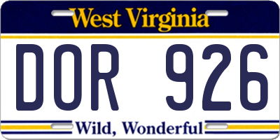 WV license plate DOR926