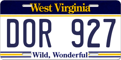 WV license plate DOR927