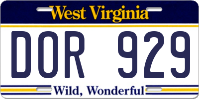 WV license plate DOR929