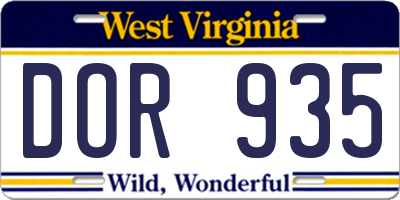 WV license plate DOR935