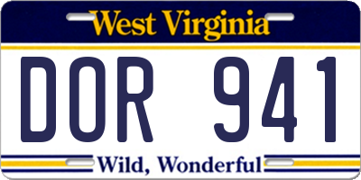 WV license plate DOR941