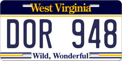 WV license plate DOR948