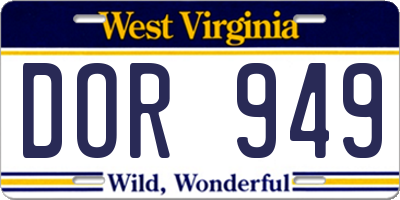 WV license plate DOR949