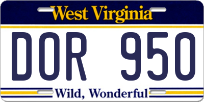 WV license plate DOR950