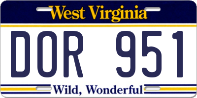WV license plate DOR951