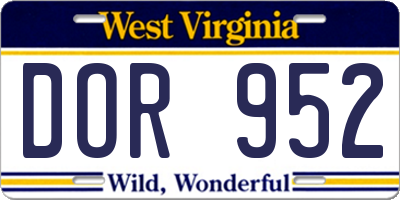 WV license plate DOR952
