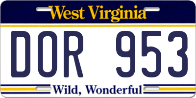 WV license plate DOR953