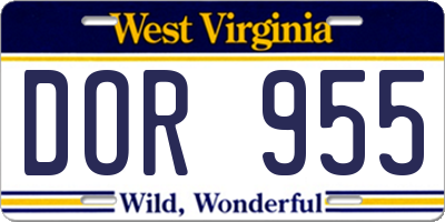 WV license plate DOR955