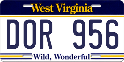 WV license plate DOR956
