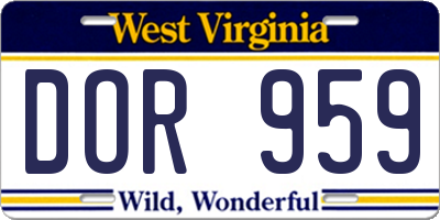 WV license plate DOR959