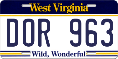 WV license plate DOR963