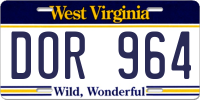 WV license plate DOR964