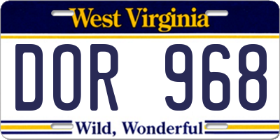 WV license plate DOR968