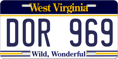 WV license plate DOR969