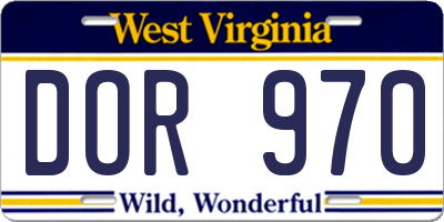 WV license plate DOR970