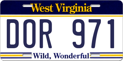 WV license plate DOR971