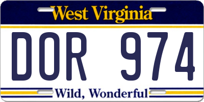 WV license plate DOR974