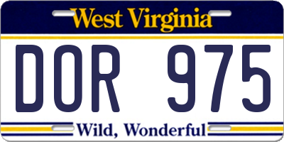 WV license plate DOR975