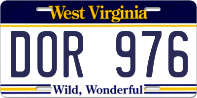 WV license plate DOR976