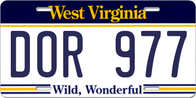 WV license plate DOR977