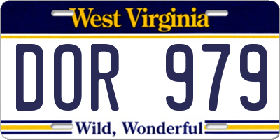 WV license plate DOR979