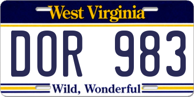 WV license plate DOR983