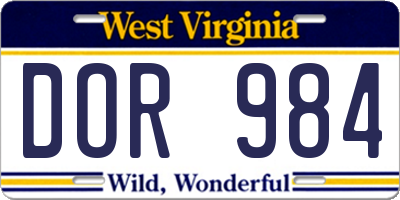 WV license plate DOR984