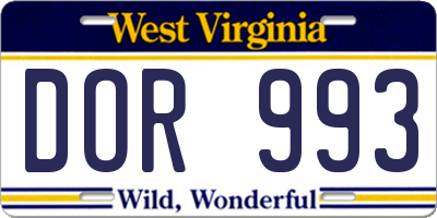 WV license plate DOR993