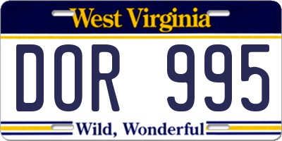 WV license plate DOR995