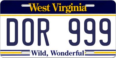 WV license plate DOR999