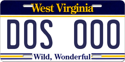 WV license plate DOS000