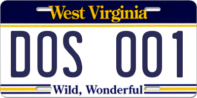 WV license plate DOS001