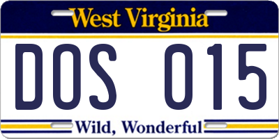 WV license plate DOS015