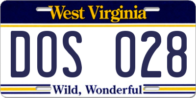 WV license plate DOS028