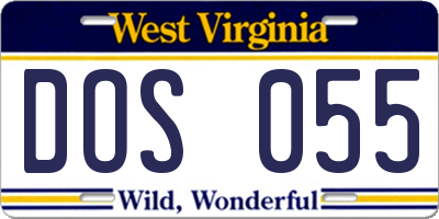 WV license plate DOS055