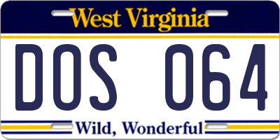 WV license plate DOS064