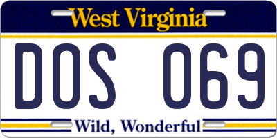 WV license plate DOS069