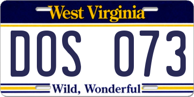 WV license plate DOS073