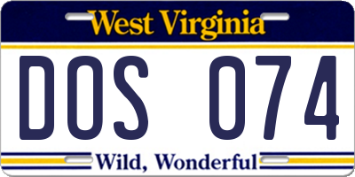 WV license plate DOS074